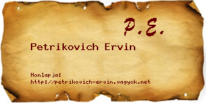 Petrikovich Ervin névjegykártya